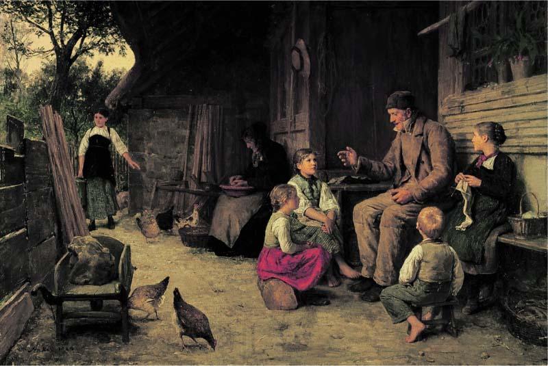 Albert Anker Der Grossvater erzahlt eine Geschichte Norge oil painting art